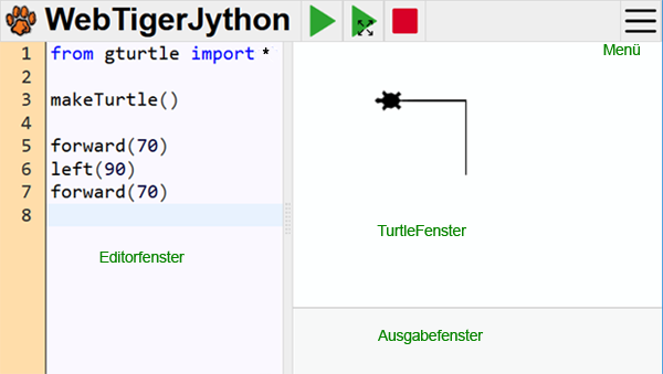 Programming with Webtiger jython, a web based python interpreter.